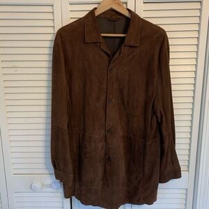 Gimo's Italy Brown Suede Leather Shirt Jacket‎ EU 50 US 40 Mens L Button Shacket